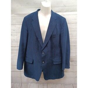 Vtg Doncaster Druckers Blazer Jacket Navyblue Suede 2 Button Mens 46R Union Made
